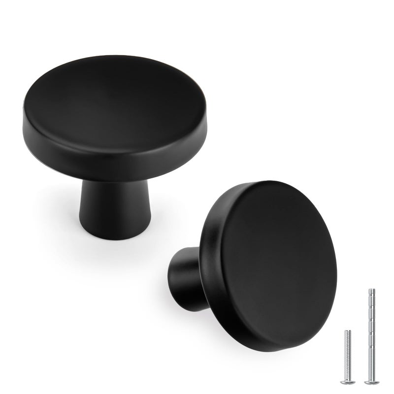 goldenwarm 15 Pack Matte Black Cabinet Knobs for Kitchen Hardware Handles Round Dresser Drawer Knob for Closet Bifold Modern Cabinets Pulls,1.27 Inch - Image 1